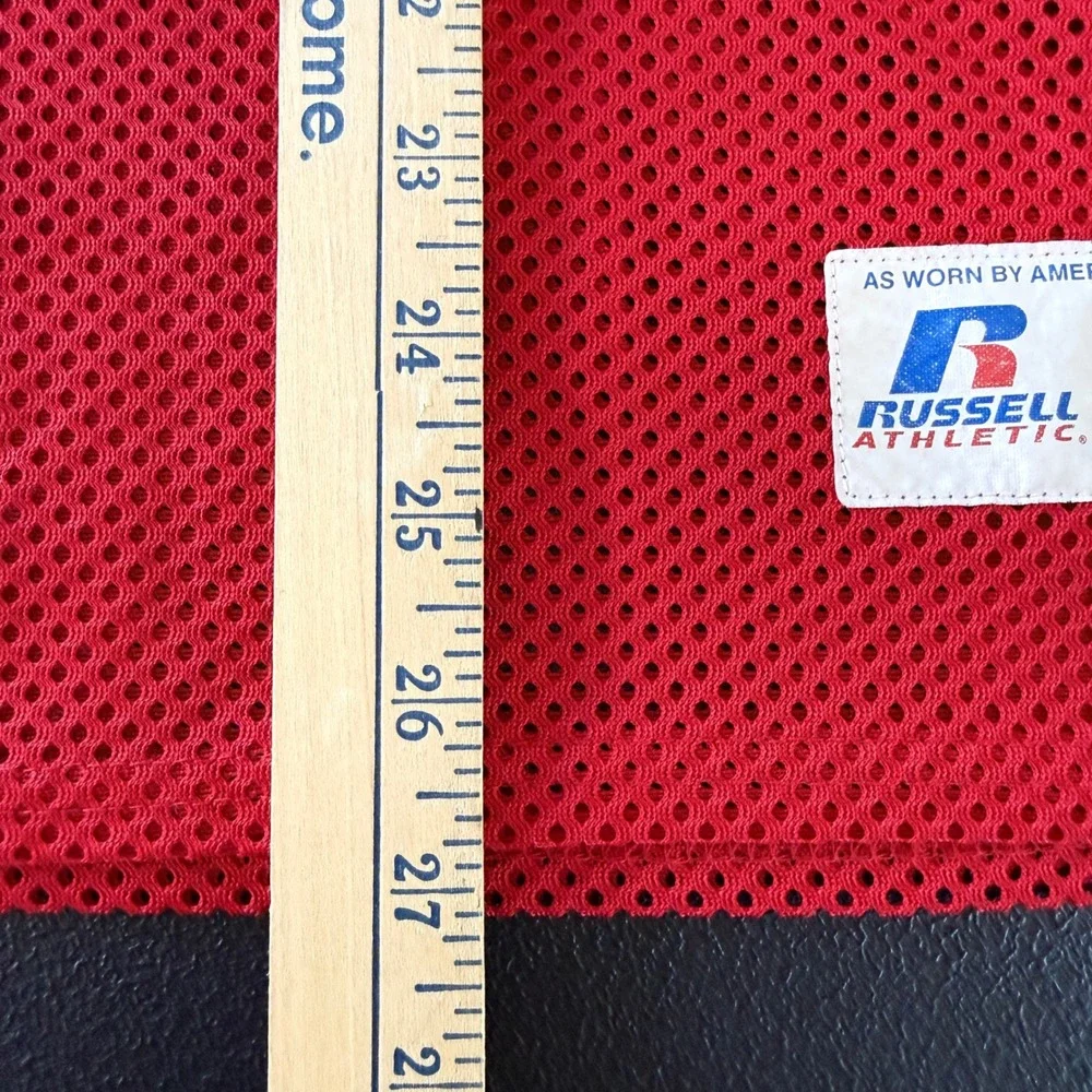 Russell Athletic Leo Cub Football Jersey Red Mesh V-Neck Mens XL Vintage Style